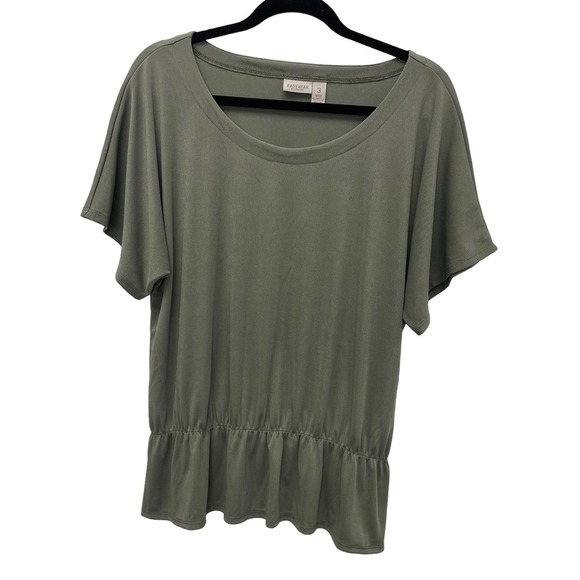 Chico's Easy Wear Short Sleeve Peplum Top Green 16 - Picture 5 of 8